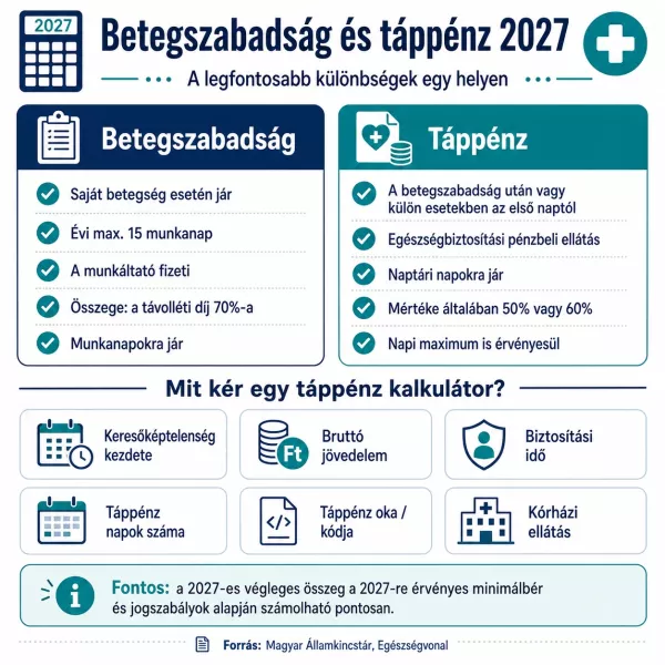 Betegszabadság és táppénz közötti különbség 2027-ben