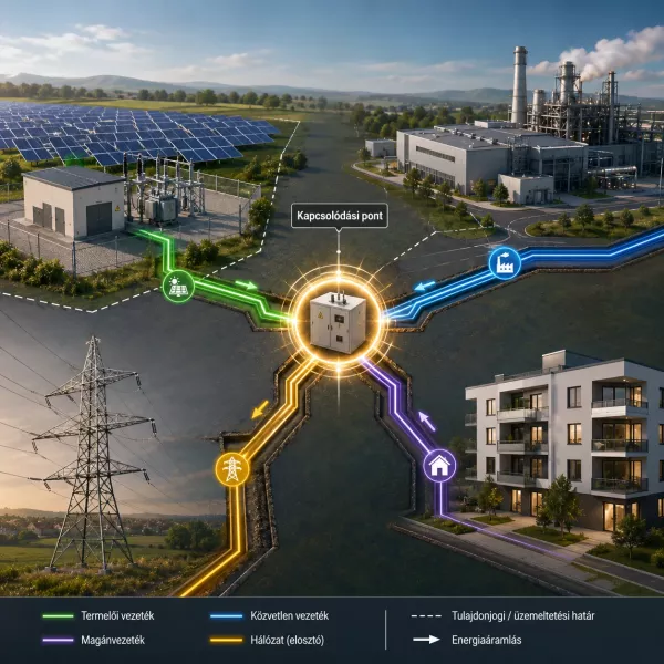 Kapcsolódási pont fogalma a villamos energia hálózatokon.