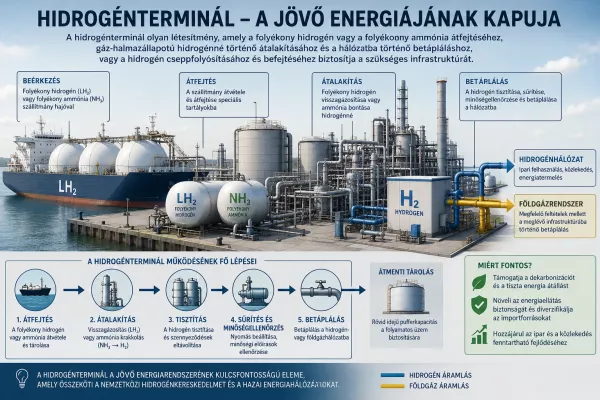 egy hidrogénterminál ábrája infografika